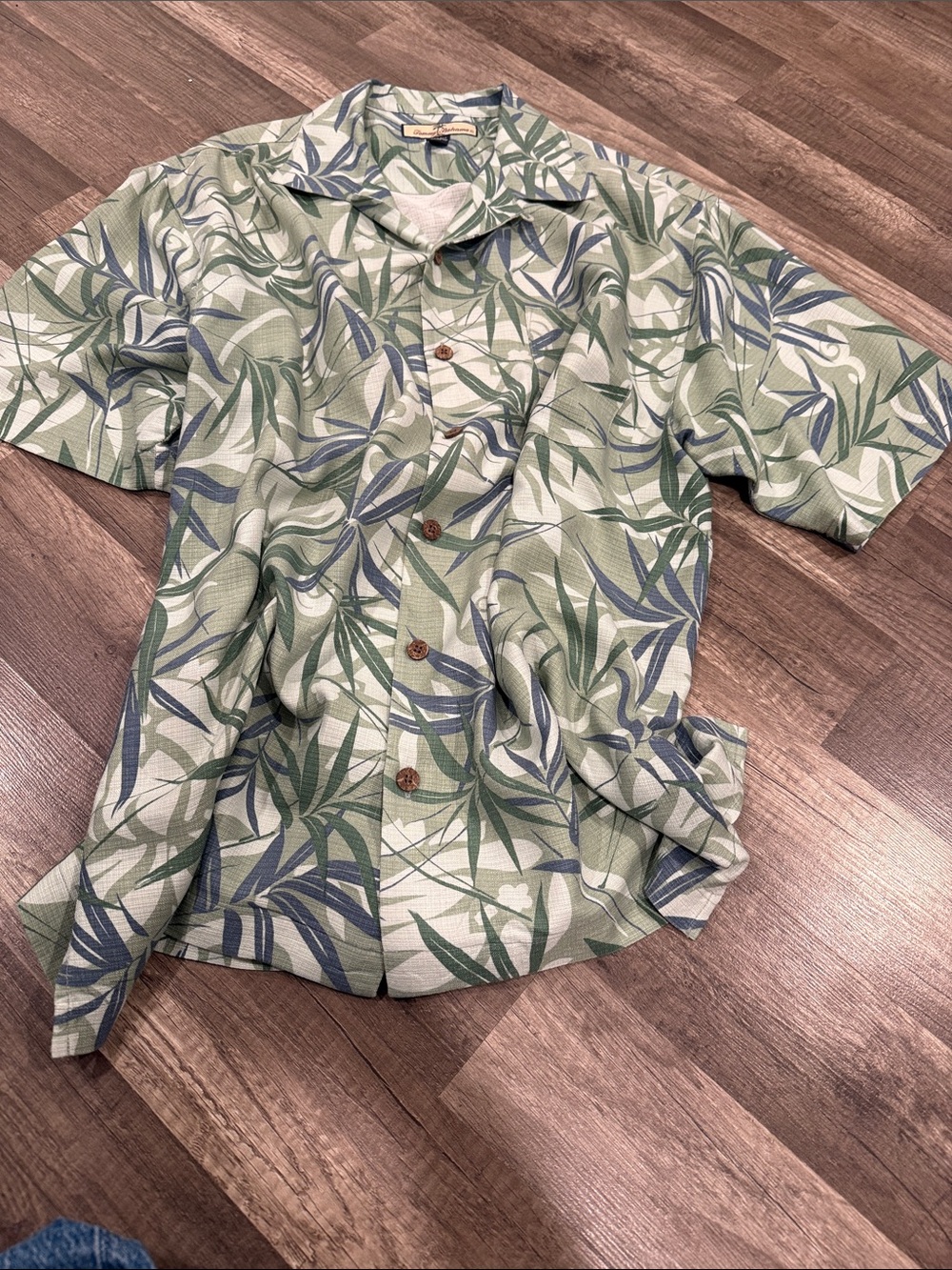 Tommy Bahama Green and Blue Tropical Silk Shirt